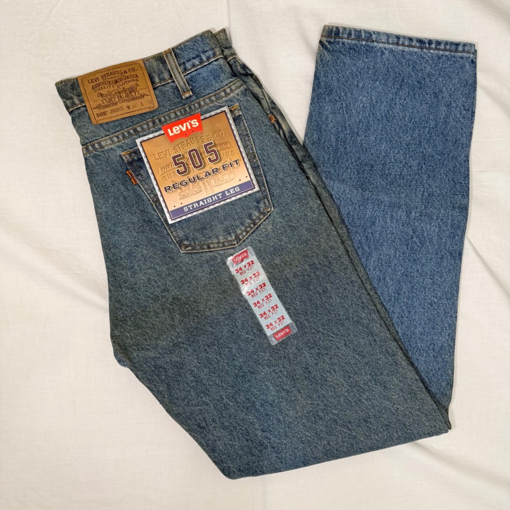 NWT Vintage Deadstock‎ 90s Levi's 505 Orange Tab 34x32 Jeans Regular Straight